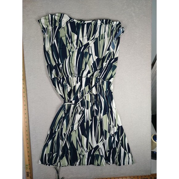 Banana Republic Wrap Dress Women's Large Short Sleeve Surplice Front Blue GReen - Picture 11 of 11